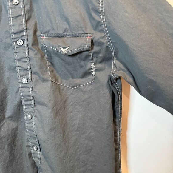 Fender Black Button Up Reversible Cuff Men's Shirt Medium Rock and Roll Religion - Picture 7 of 16